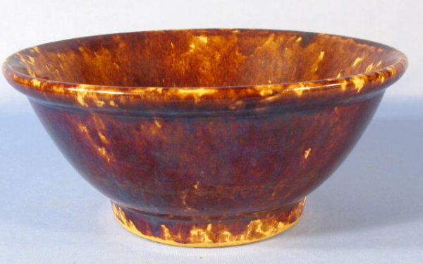 2 Rockingham Glazed Yellow Ware Mixing Bowls - 5
