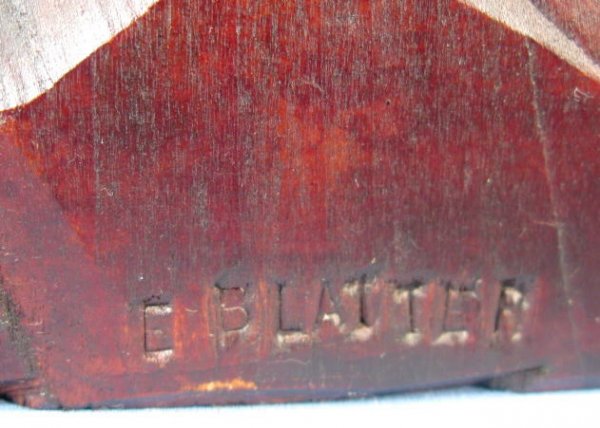 Signed Wood Carved Buffalo Bull - 3