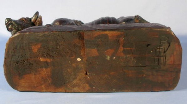 Signed Wood Carved Buffalo Bull - 5