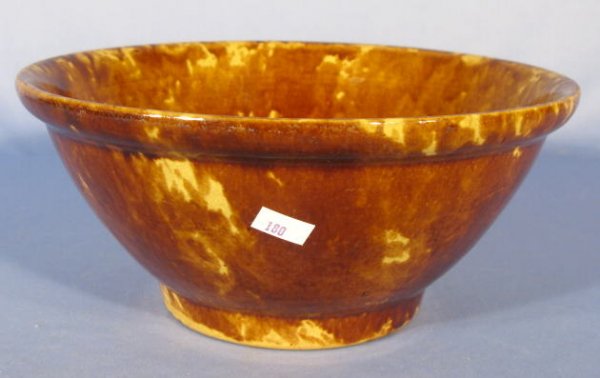 3 Rockingham Glazed Yellow Ware Mixing Bowls - 8