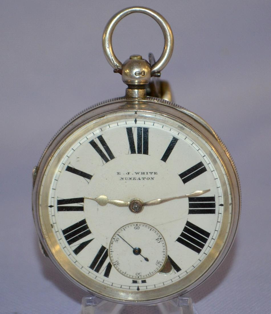 E J White Silver 44MM KW Pocket Watch: marked McNEATON (1 of 7)