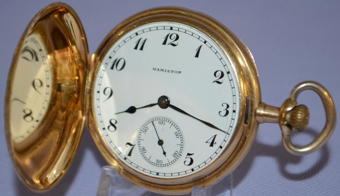 Hamilton 975 14k 17J, 16S Pocket Watch: PS & LS side (1 of 7)