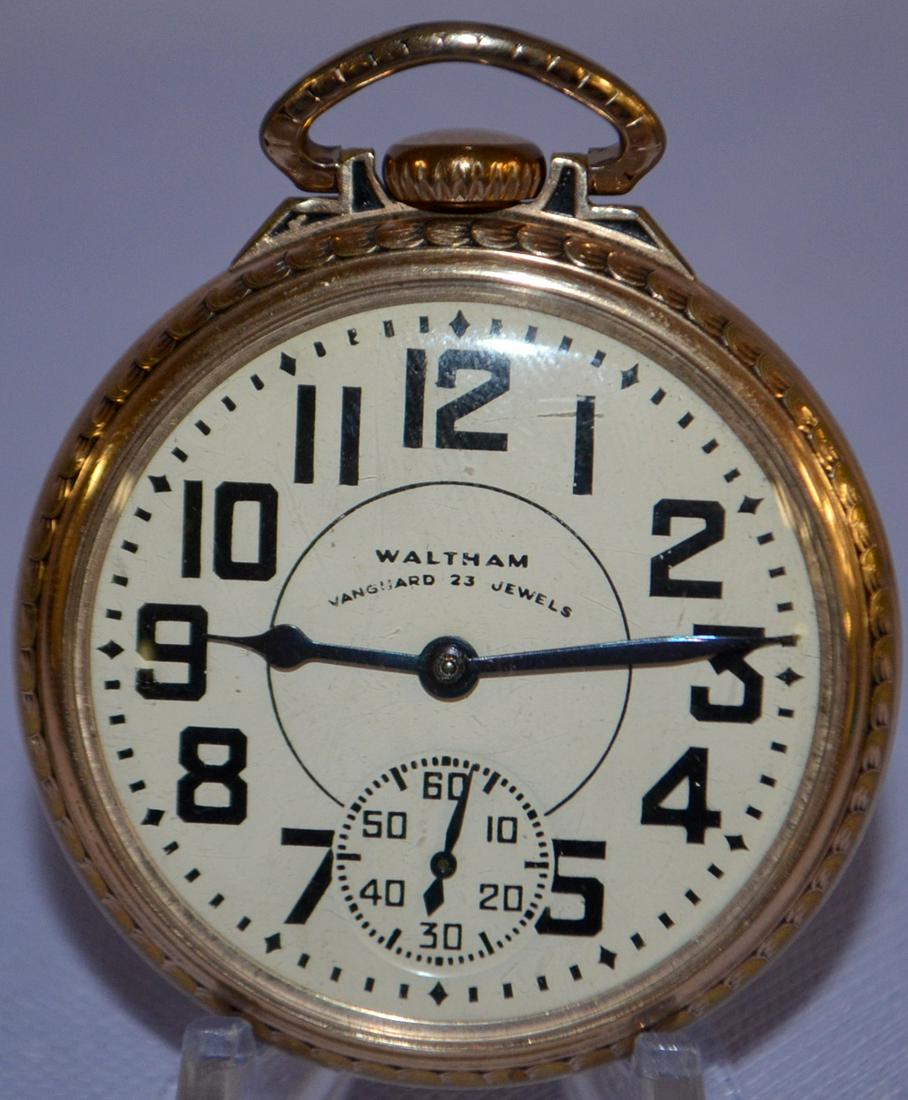 Waltham Late Vanguard, 23J, 18S, OF Pocket Watch: LS GF (1 of 6)