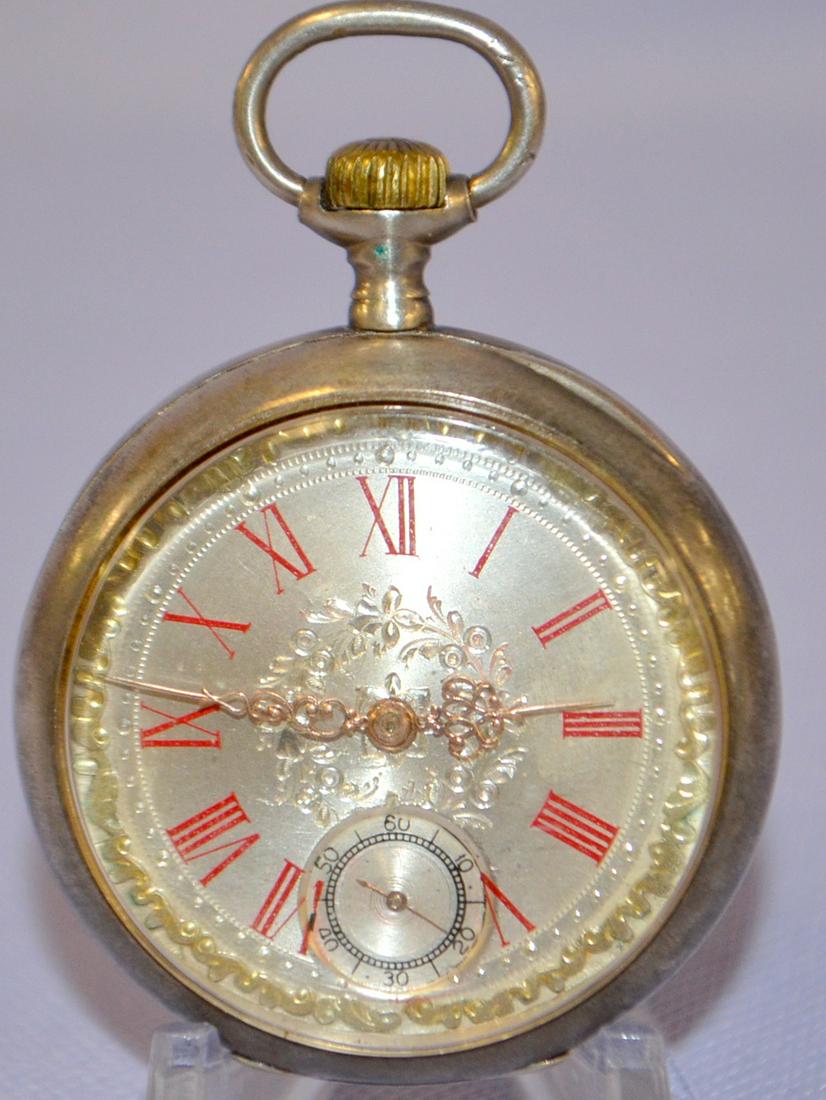 Longines 38 MM Silver Pocket Watch. OF, SW, PS, runs, (1 of 9)