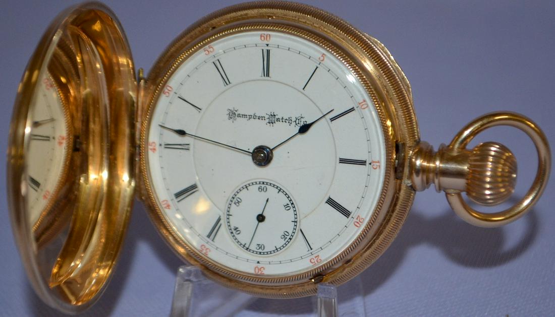 Hampden 14k 18s Pocket Watch: LS hunting case, SW, NI (1 of 7)