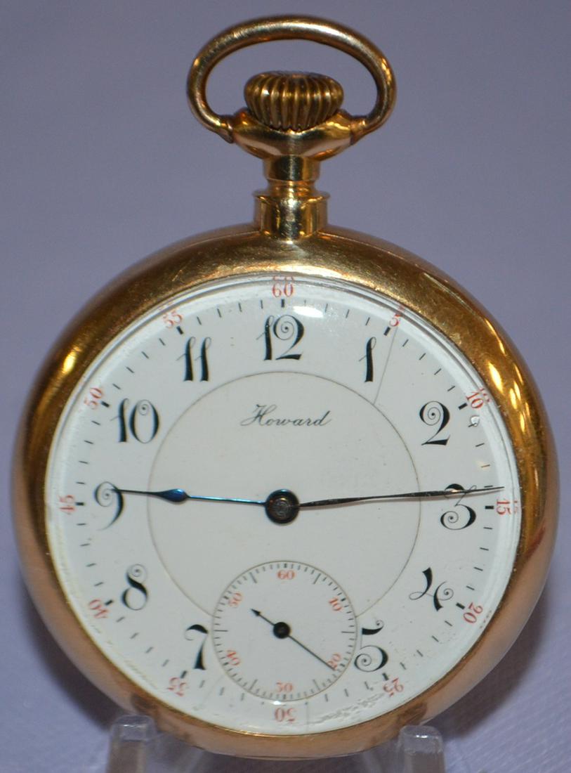 E HOWARD 14K M 1905 S3, 17J, 16S, OF, Pocket Watch:  LS (1 of 8)