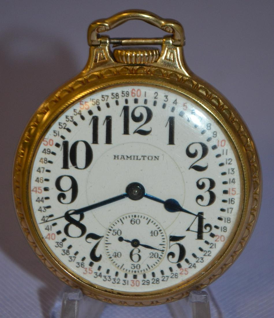 Hamilton 992E Elinvar, 21J, 16S, OF Pocket Watch: LS (1 of 6)