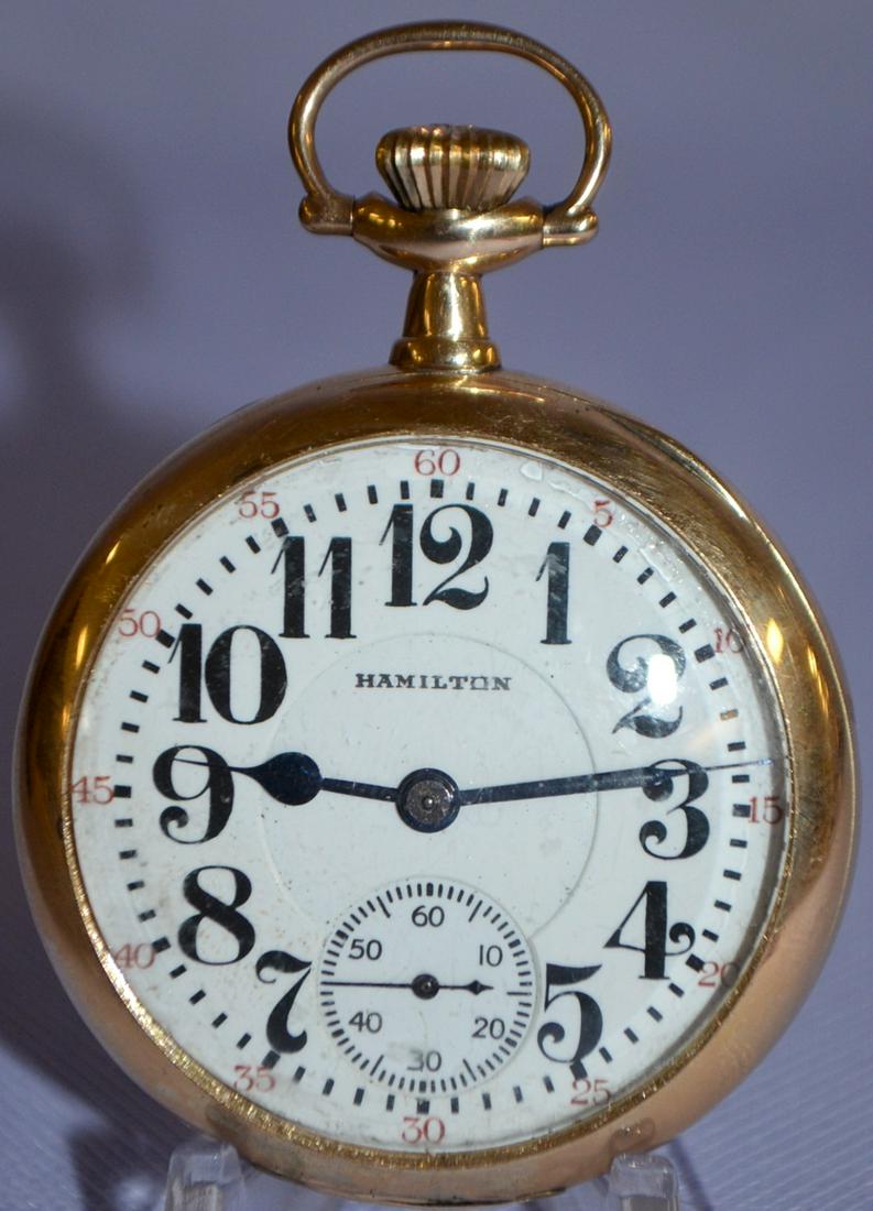Hamilton 950 14k 23J 16S Pocket Watch, OF LS Adj 5 MB (1 of 7)