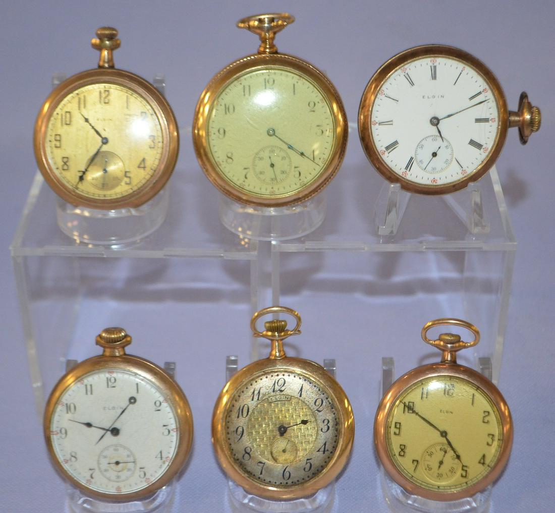 Lot of 6 Elgin 16s and 14s Pocket Watches. This lot (1 of 3)