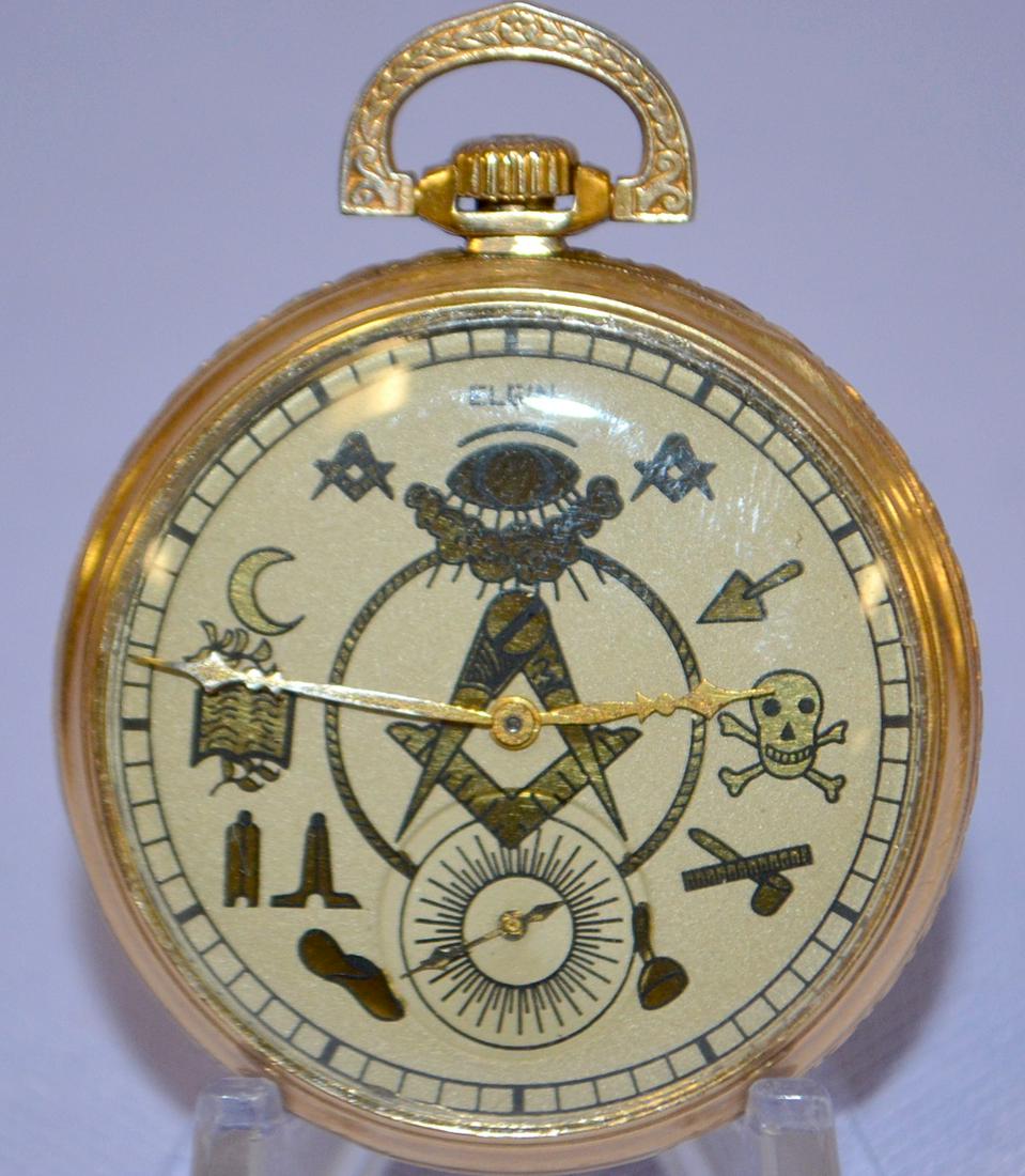 Antique Elgin 12s Masonic Gentleman's Pocket Watch (1 of 6)