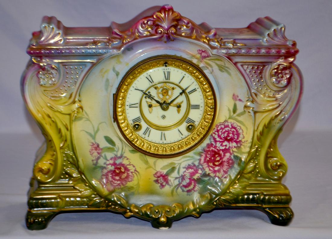 Ansonia Porcelain "LaVinda" Mantel Clock (1 of 9)
