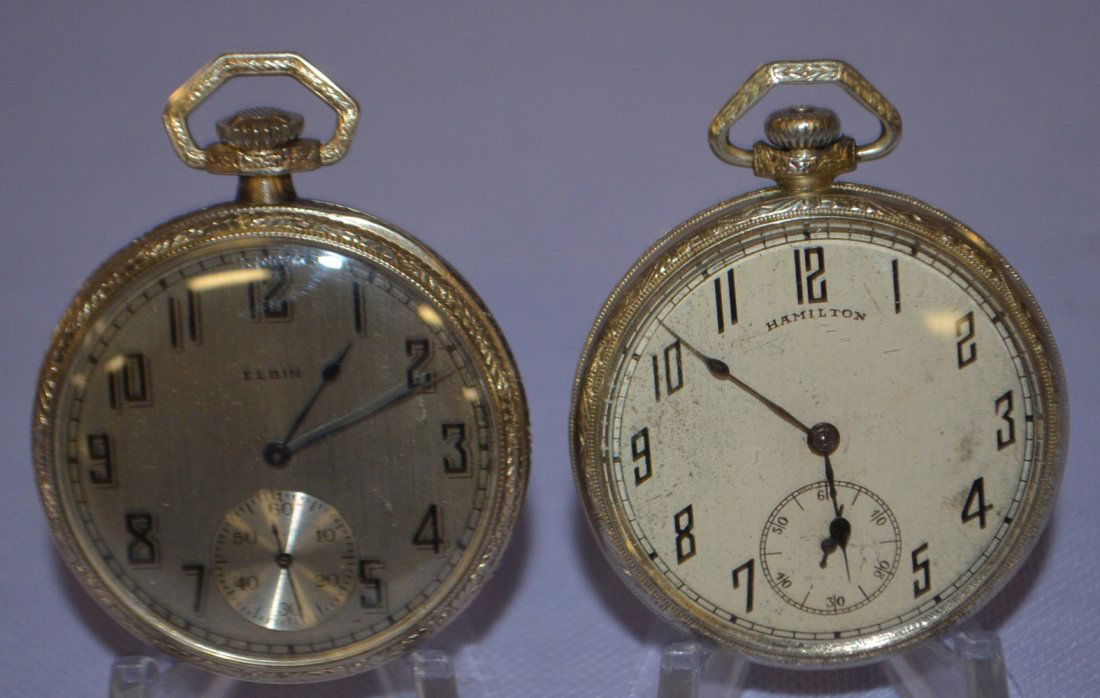 Lot of 2 Elgin & Hamilton 16s Pocket Watches (1 of 5)