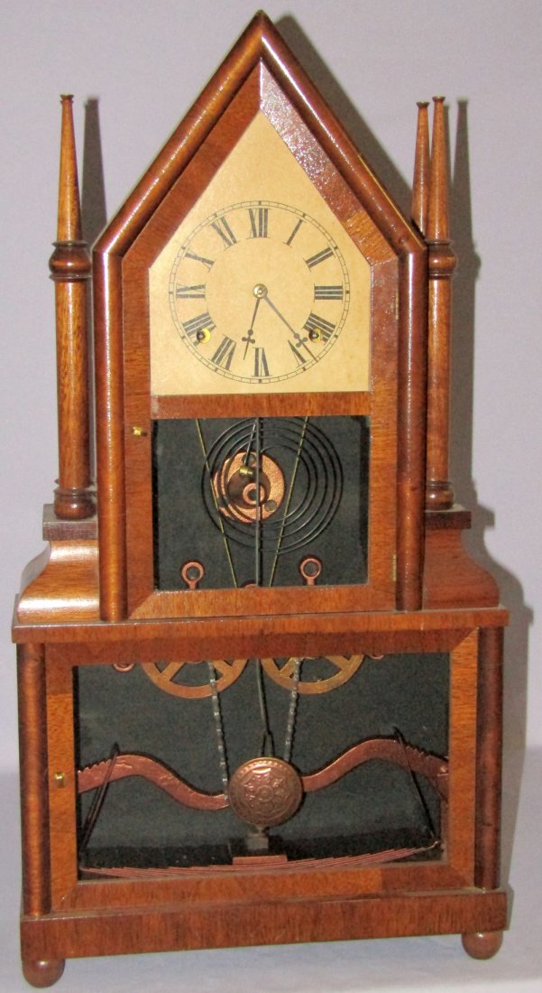 Antique Double Steeple Wagon Spring Shelf Clock (1 of 5)