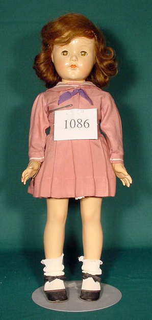 Effanbee Anne Shirley All Compo Doll NR: Please see the hundreds of other quality dolls in this sale! All compo, marked Effanbee Anne Shirley, sleep eyes, painted features, Effanbee heart wrist tag included (Slight chipping to lip paint, nee