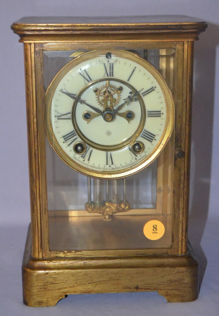 Antique Ansonia Brass Crystal Regulator Clock (1 of 5)