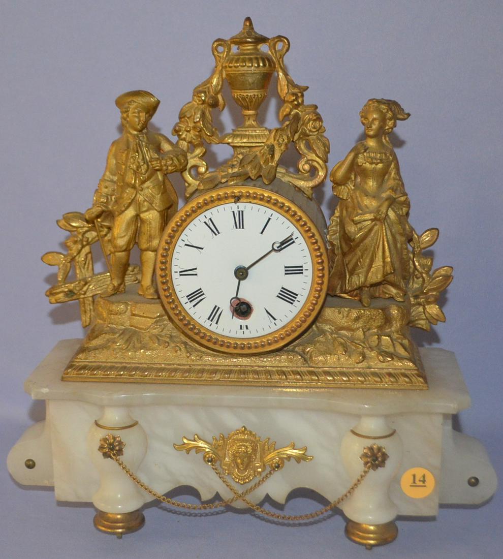 Antique French & Alabaster Figure Clock (1 of 6)