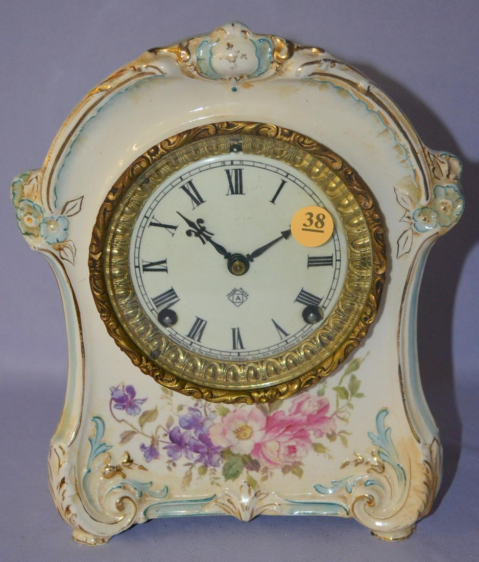 Antique Ansonia (La Cheze) porcelain mantle clock