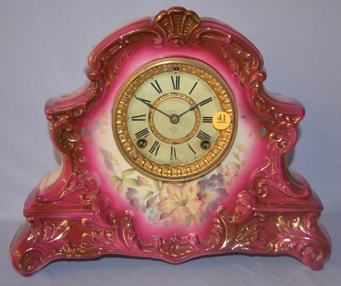 Antique Ansonia (Peconic) Porcelain Mantle Clock (1 of 8)