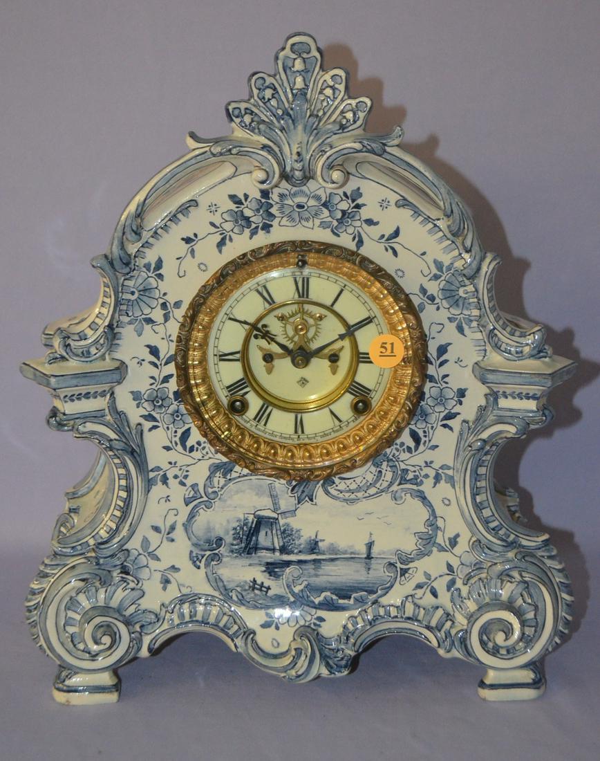 Antique Ansonia (La Bretagne) porcelain Mantle Clock (1 of 7)