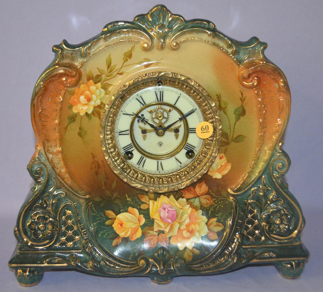Antique Ansonia (La Marne) porcelain Mantle clock