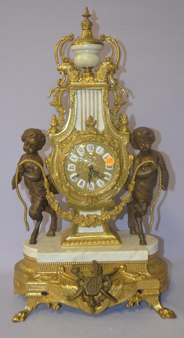 Vintage Imperial Porcelain & Brass Mantle