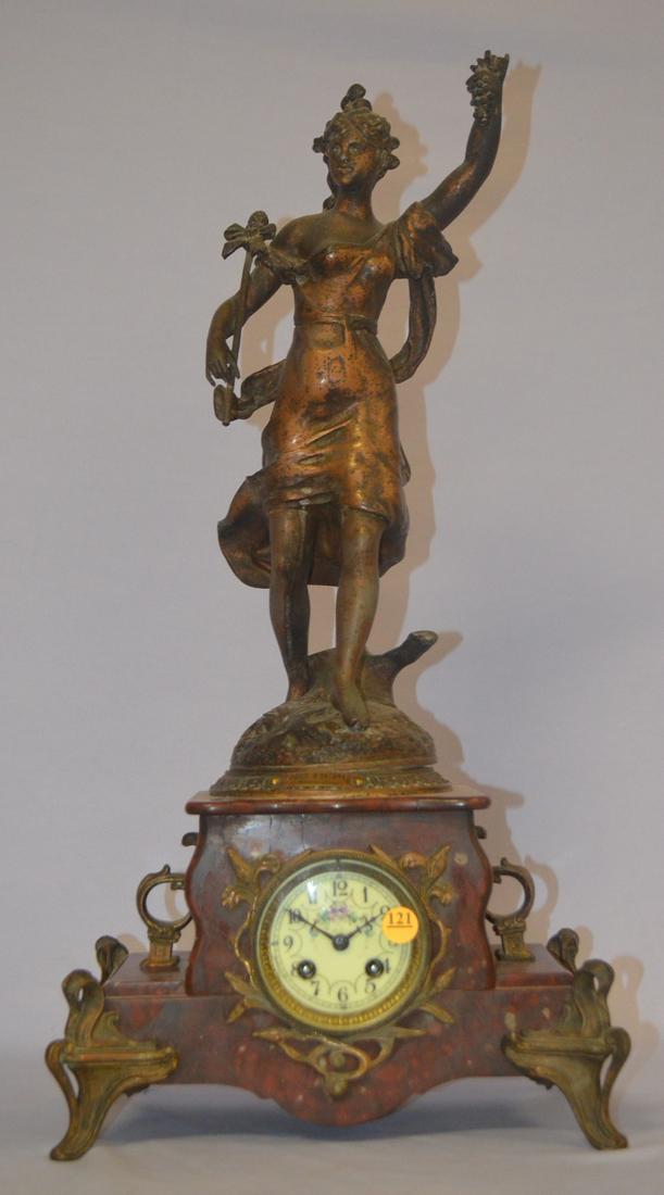 Antique French Marble & bronzed Mantle Clock (1 of 6)