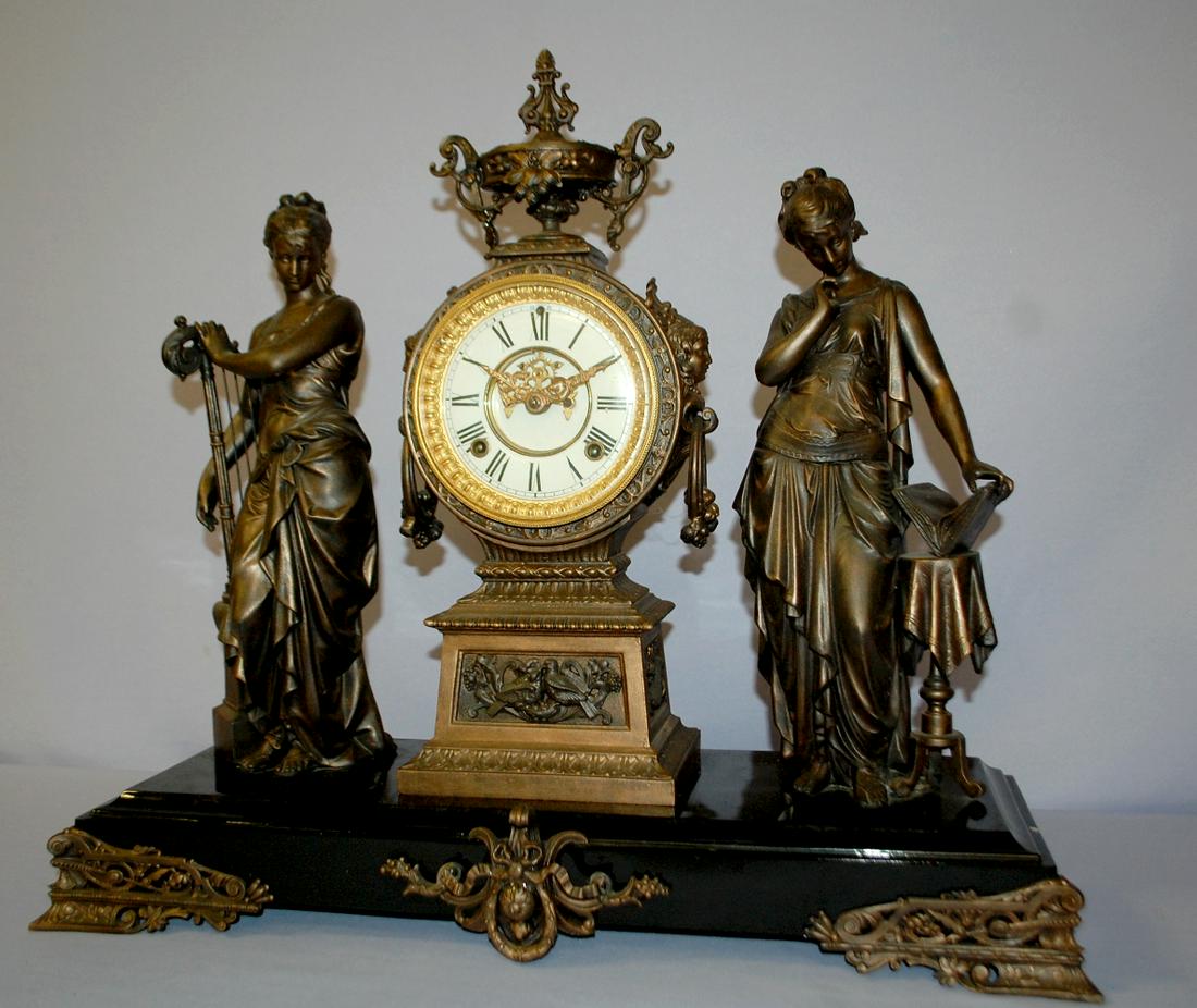 Antique Ansonia Music & Poetry Double Figure Clock (1 of 8)