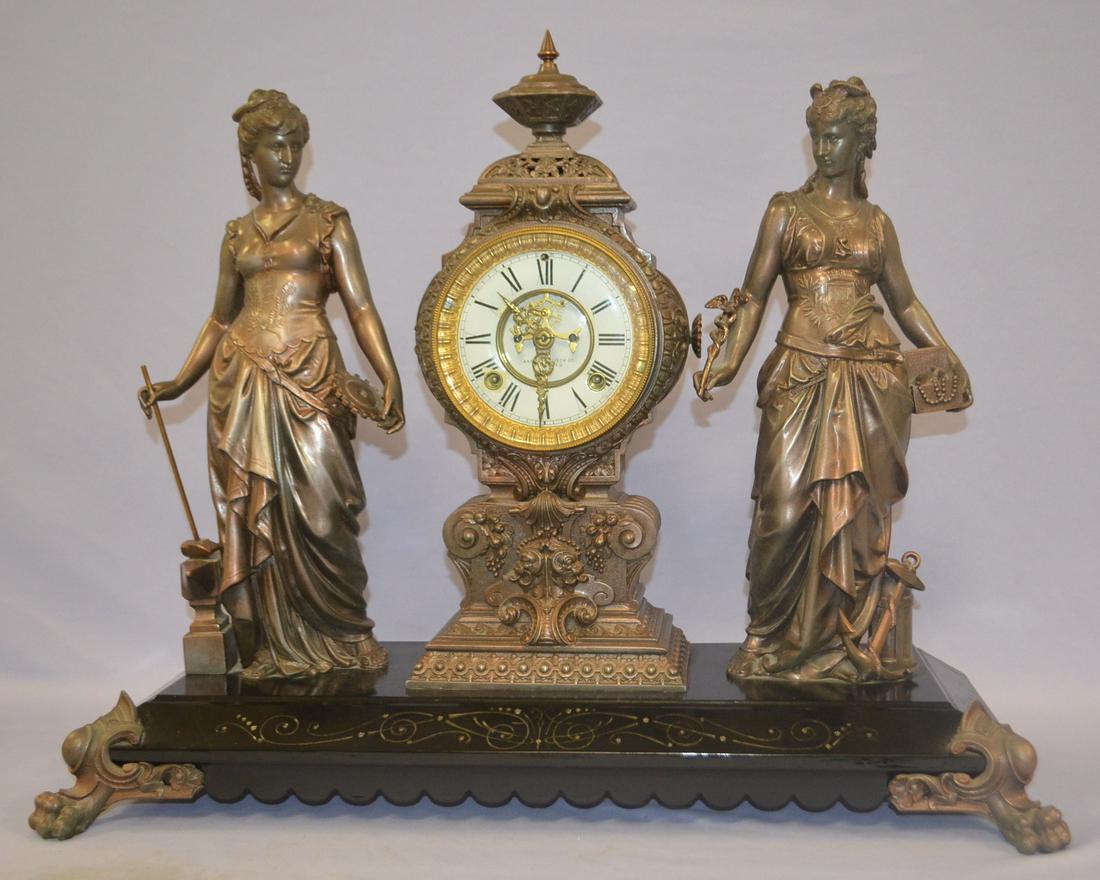Antique Ansonia Art & Commerce Double Figure Clock (1 of 7)