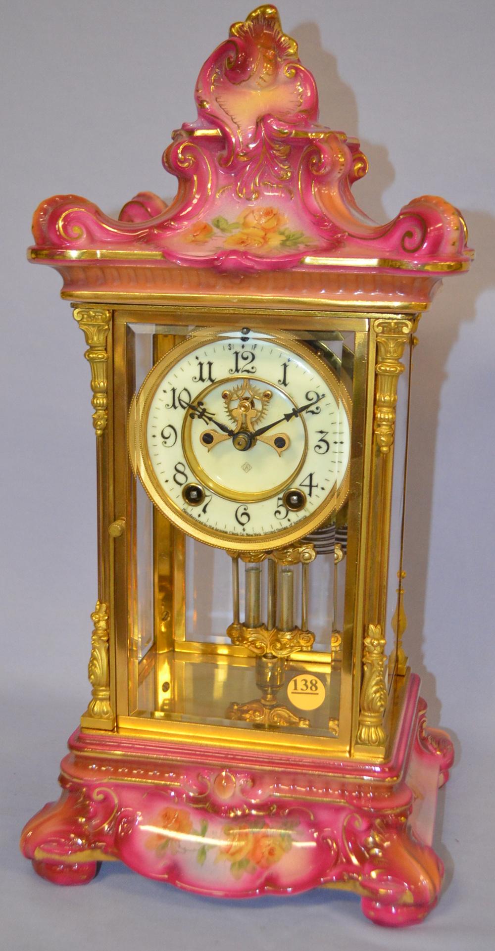 Antique Ansonia Porcelain Crystal Reg. #5 Clock