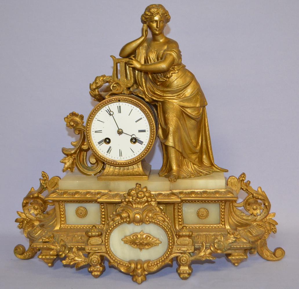 Antique French Alabaster Figure Clock (1 of 6)