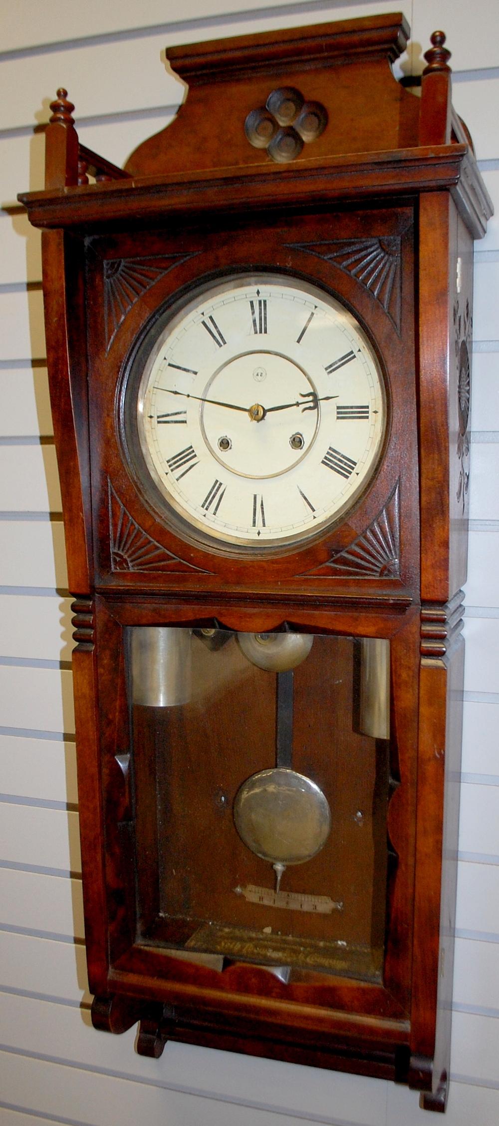 Antique Seth Thomas (Flora) Walnut Wall Clock (1 of 8)