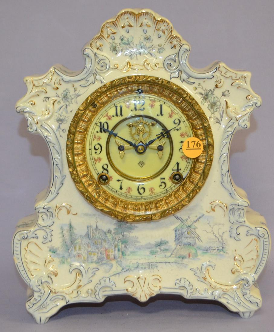 Antique Ansonia porcelain Mantle clock