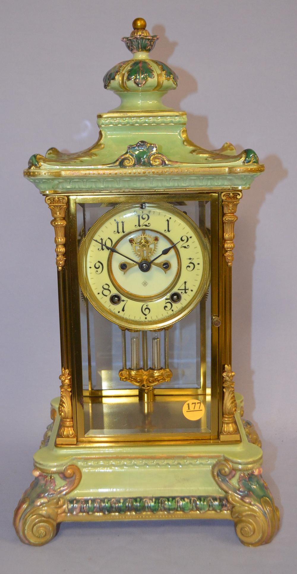 Antique Ansonia porcelain crystal Regulator #2