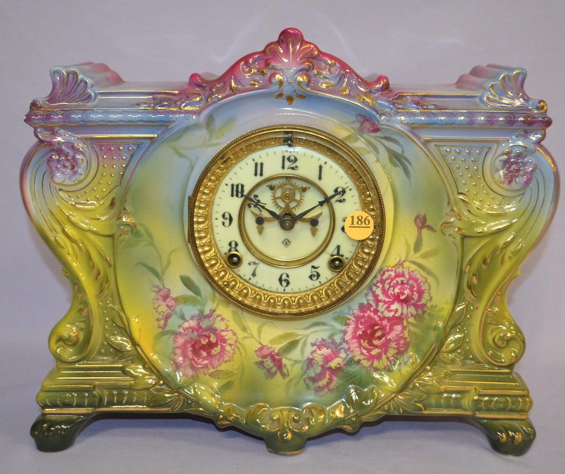 Antique Ansonia (La Vinda) Porcelain Mantle Clock