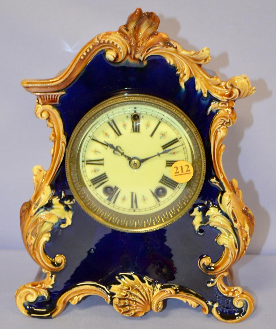 Antique Gilbert #4767 Porcelain Mantle Clock