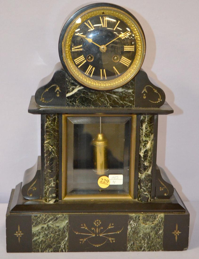 Antique Black Slate Mantle Clock (1 of 4)