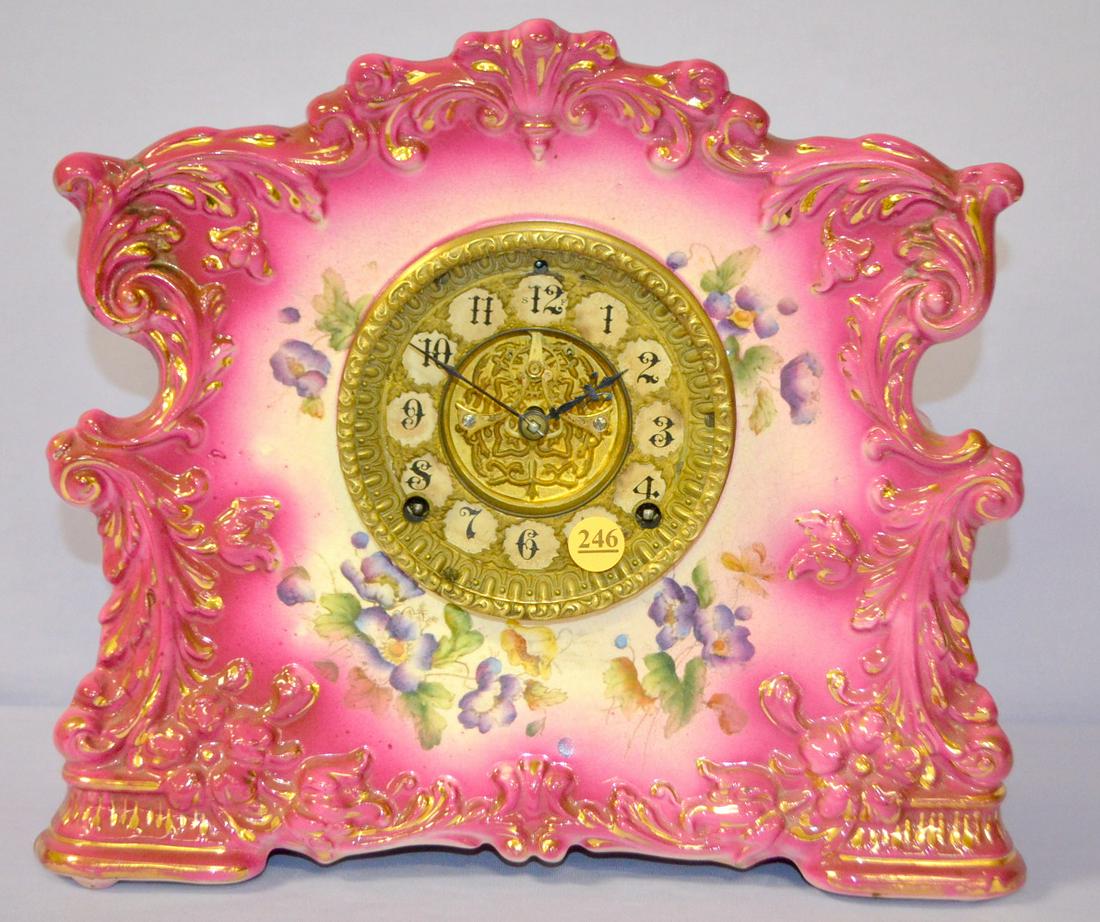 Antique Gilbert #437 Porcelain Mantle clock