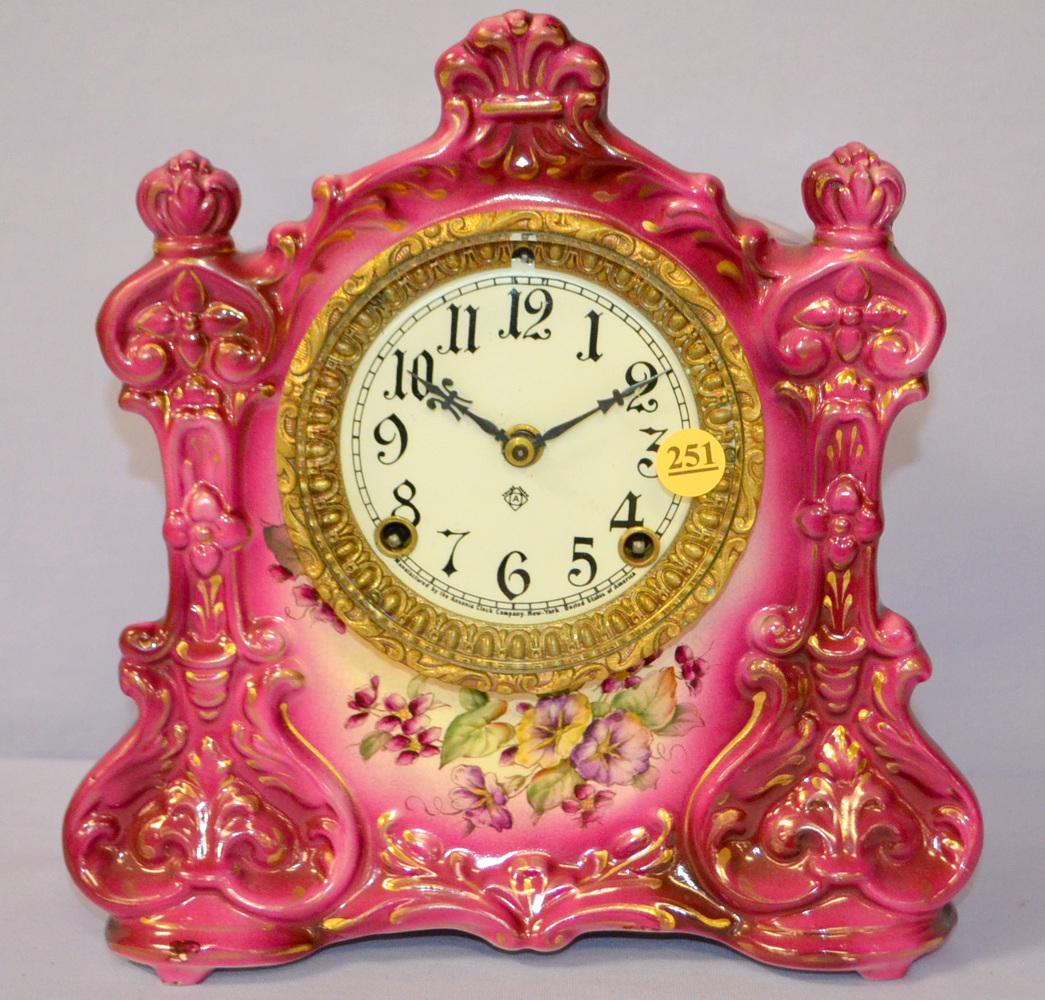 Antique Ansonia (warlock) porcelain Mantle Clock