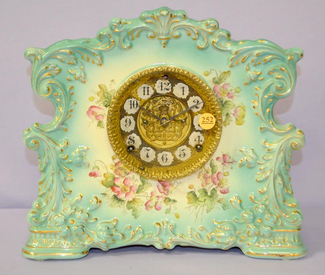 Antique Gilbert #437 Porcelain Mantle clock
