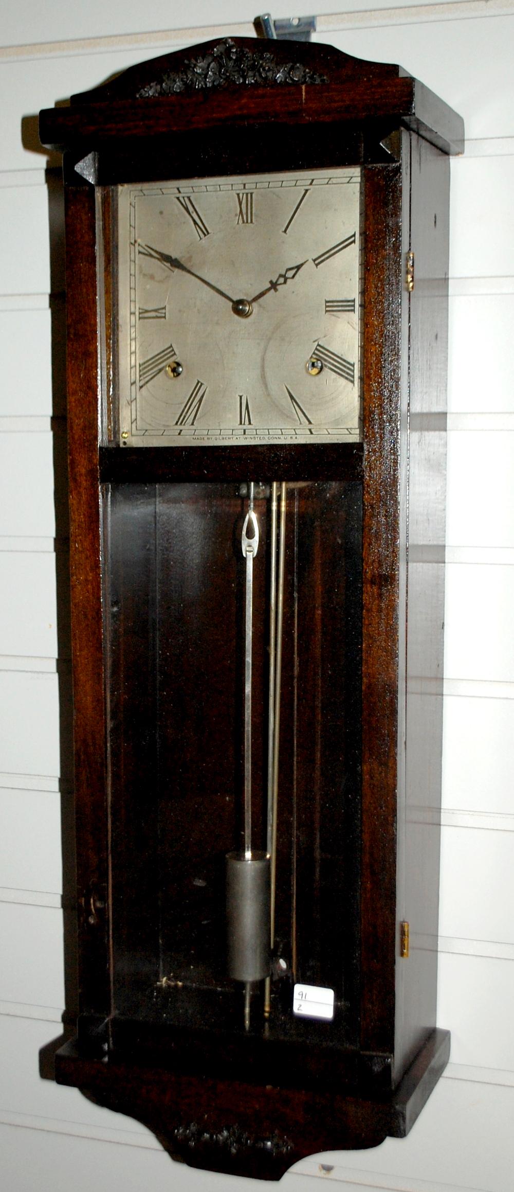 Antique Gilbert (Hollywood) 8 Day Wall Clock (1 of 4)