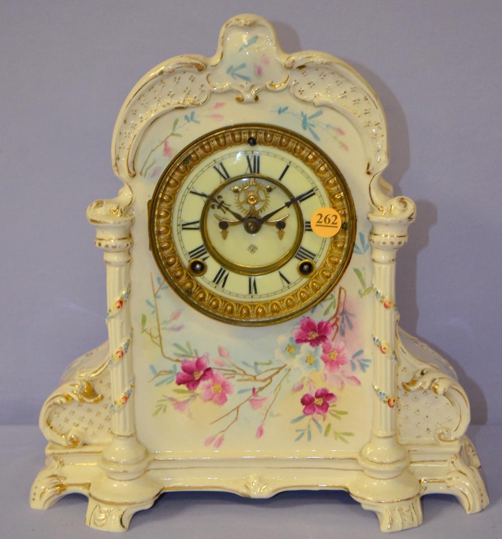 Antique Ansonia #500 Porcelain Mantle Clock