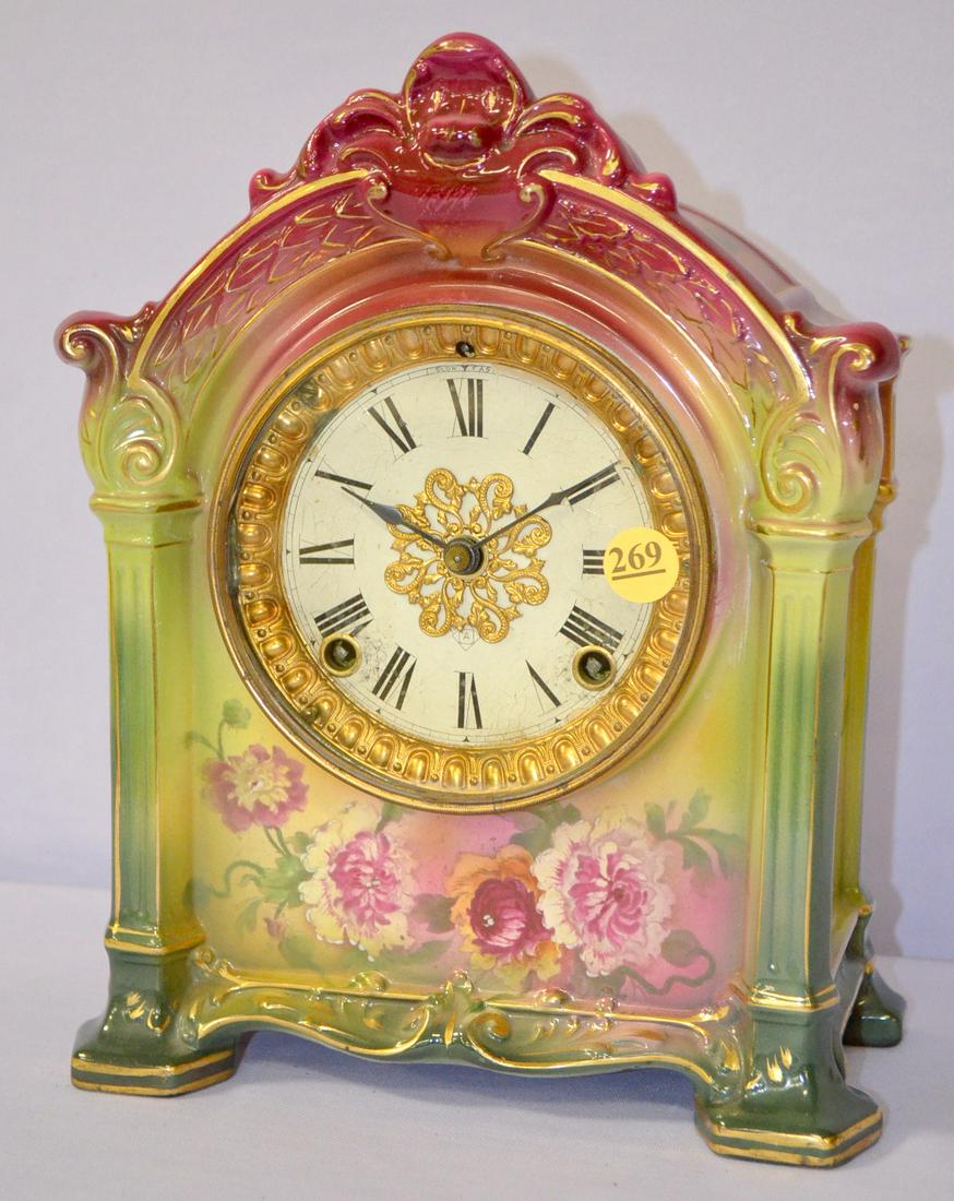 Antique Ansonia (La Savoie) Porcelain Mantle Clock (1 of 5)