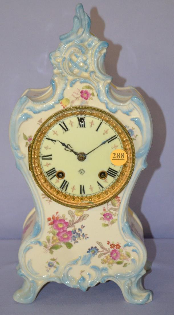 Antique Ansonia ( La Bourgogne) Porcelain Mantle Clock