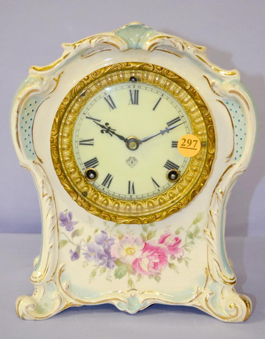 Antique Ansonia (La Clayette) Porcelain Mantle Clock