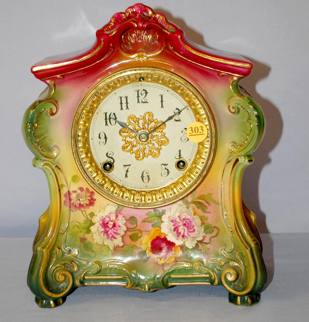 Antique Ansonia (la fontaine) Porcelain Mantle clock