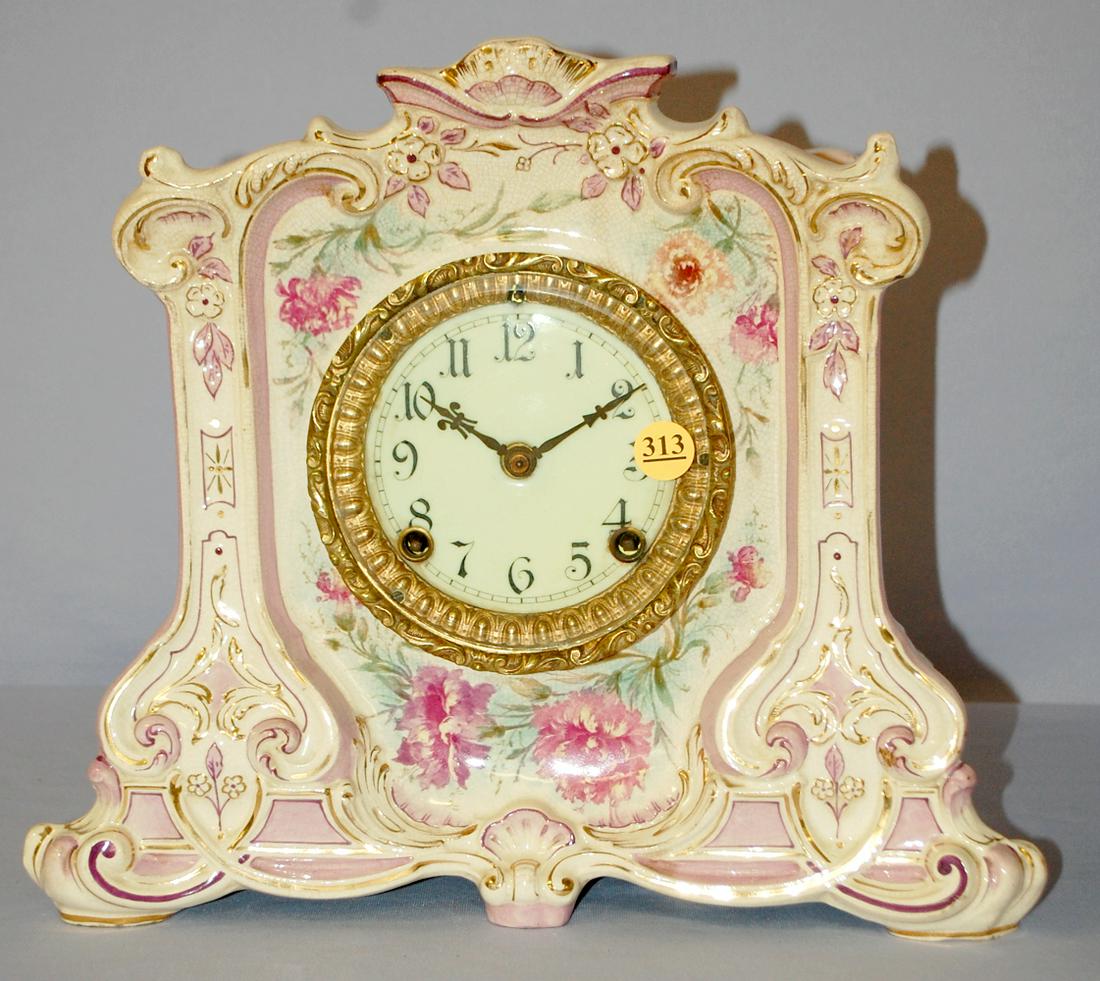 Antique Ansonia (La Tarne) Porcelain Mantle Clock