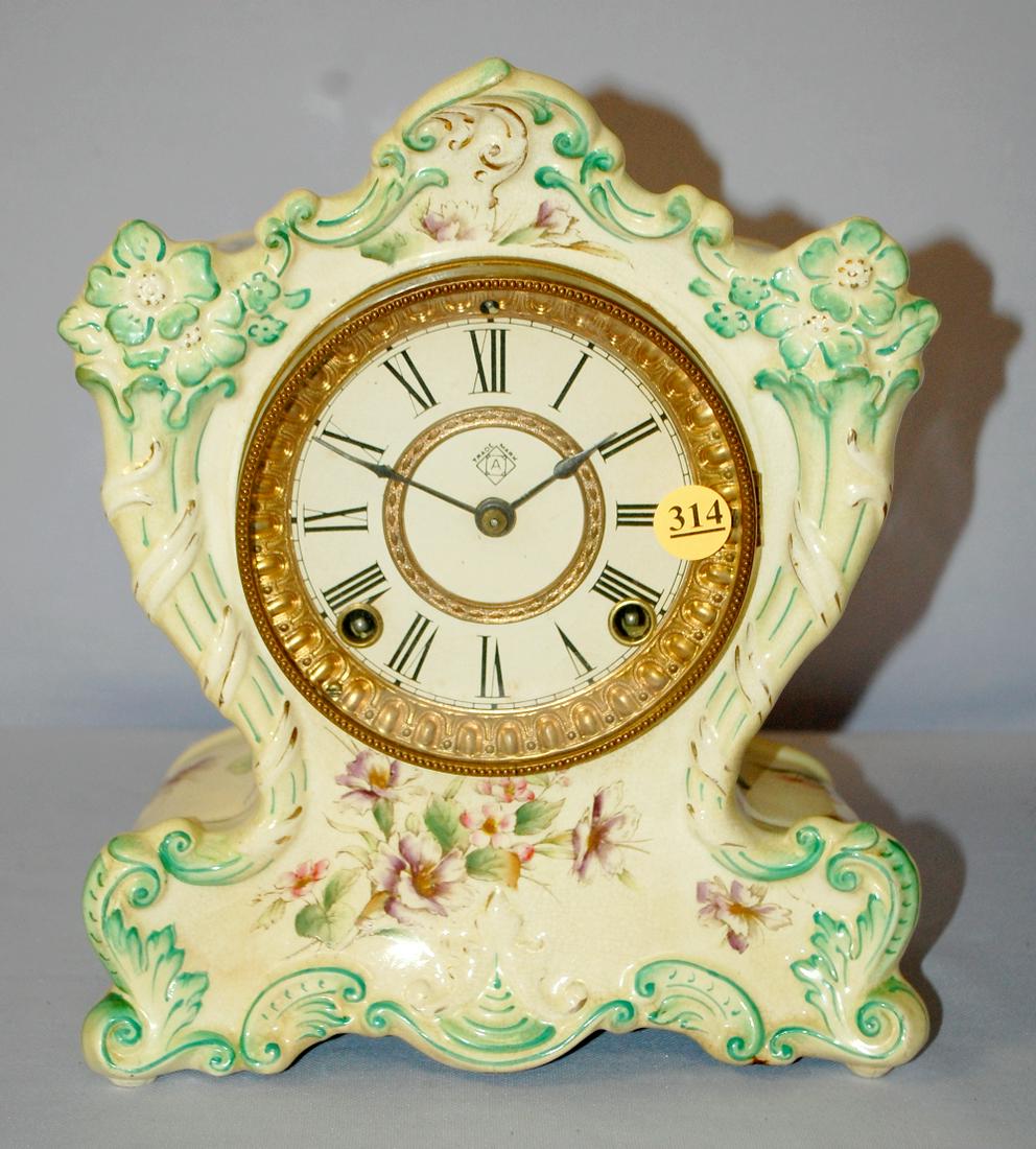 Antique Ansonia (Taponnac) Porcelain Mantle Clock