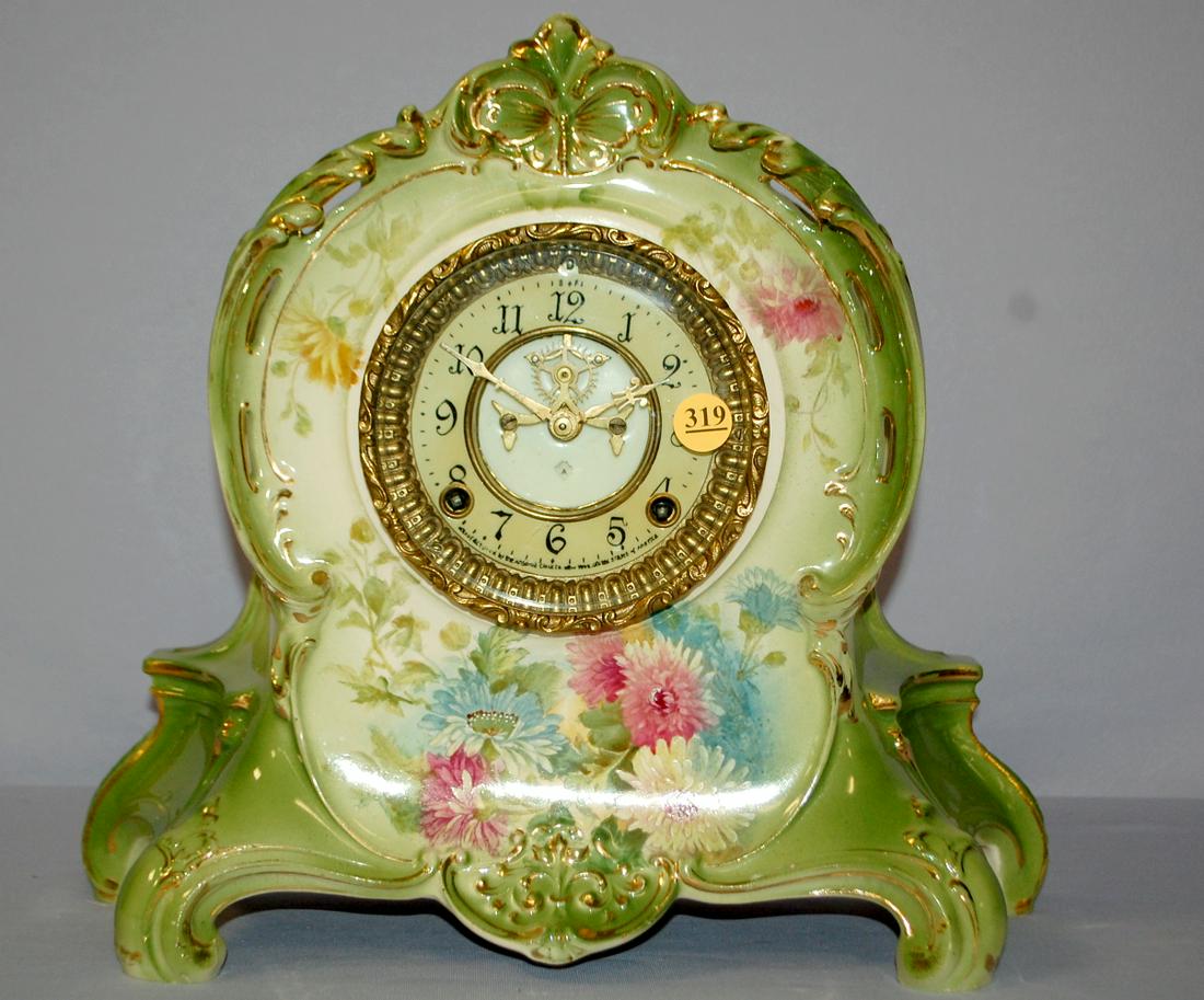 Antique Ansonia, Porcelain Mantle Clock