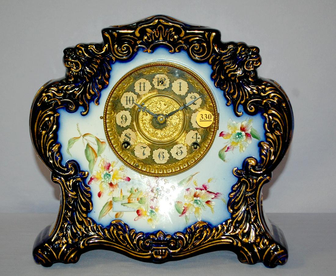 Antique Gilbert #411 porcelain Mantle Clock (1 of 5)