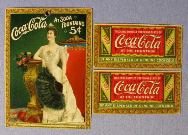 Coca Cola Lillian Nordica Ad Card & Coupons: Coca Cola Lillian Nordica Ad Card & Coupons: 1.) The car and coupons, circa 1904 were made by Wolf & Co. of Philadelphia. Card size is 5 1/8" x 3 11/16" 2.) The 2 detached coupons for a free coca cola
